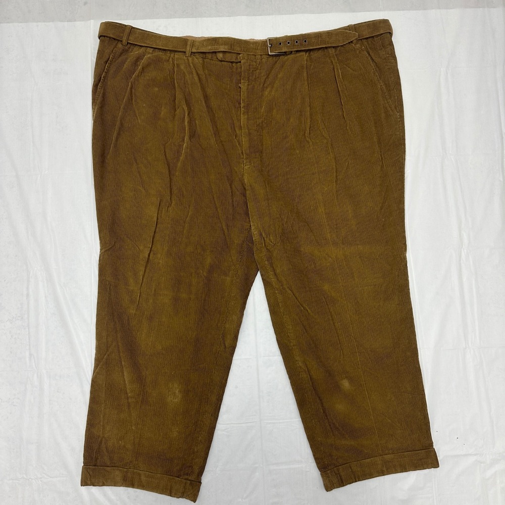 Lanvin Pants Big Men 54B Brown Corduroy Belted Custom 24 Inseam Tailored Money